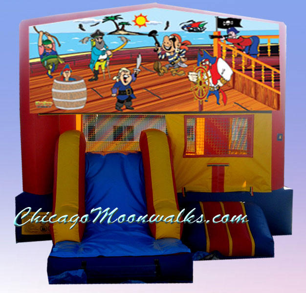 Treasure Island Pirate 3 in 1 Inflatable Slide Combo Bounce House Rental Chicago Illinois